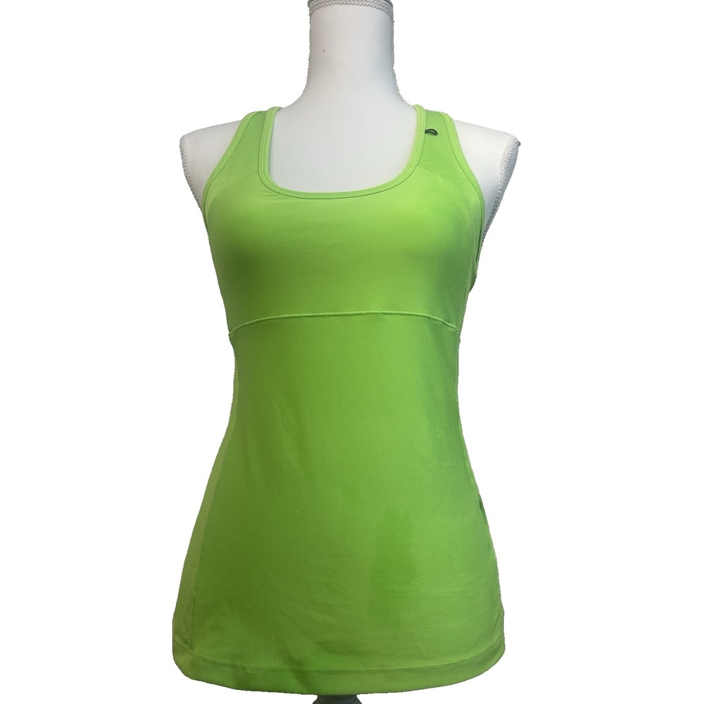 Avia Sz M Apple Green Athletic Tank Top with Shelf Bra Cross Racer Back